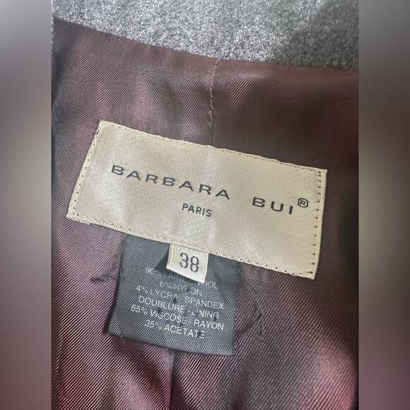 Barbara Bui Grey Wool Double Breasted Blazer Size 38/6 EUC Shoulder Pads - Picture 8 of 9